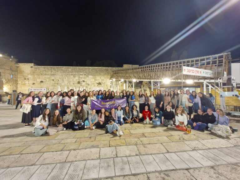 Large group at the Western Wall at night